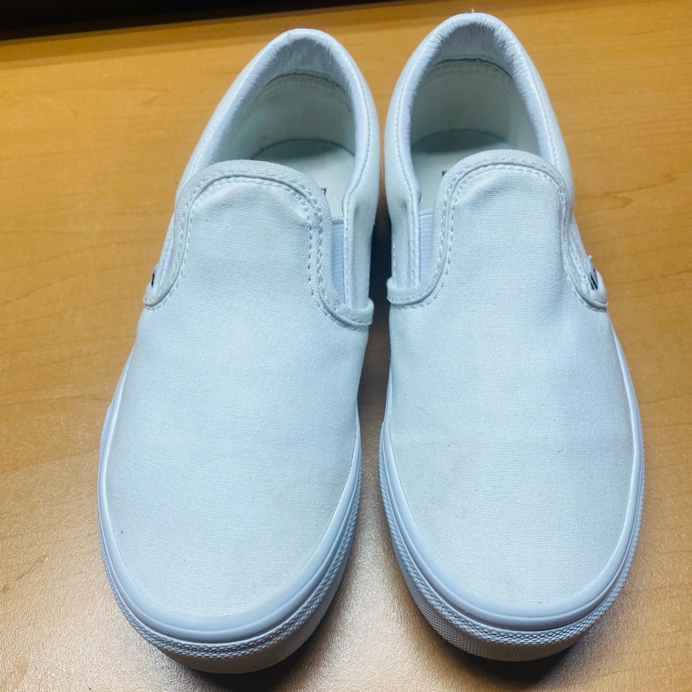 Vans Off The Wall White Girls Boys Slip On Skateboard Sneakers Shoes Sz 3 500714